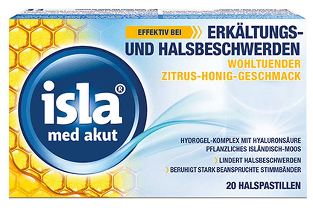 Trockener Hals: isla med akut Halspastillen